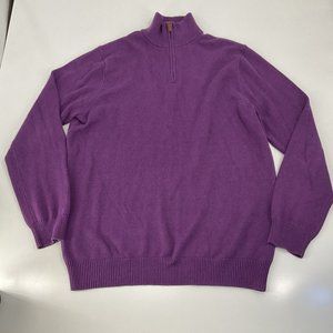 J. Crew Sweater Purple Knit 1/4 Zip Cotton Cashmere Blend Long Sleeve Men's XLT